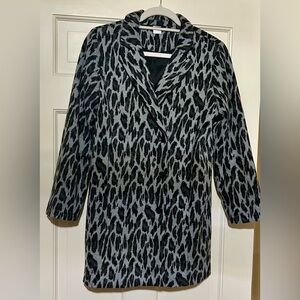 Eusie XL 13/14  Long Leopard Lined Stylish Black and Gray Leopard Print Blazer